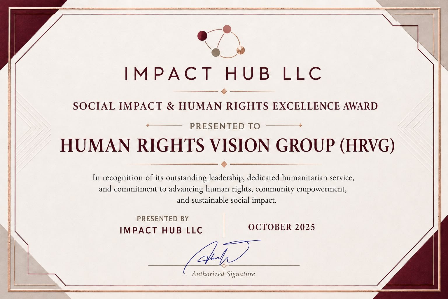 Organizational Award Certificate