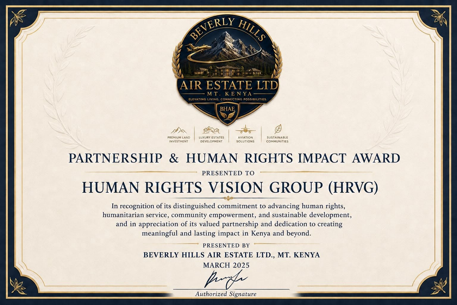 Organizational Award Certificate